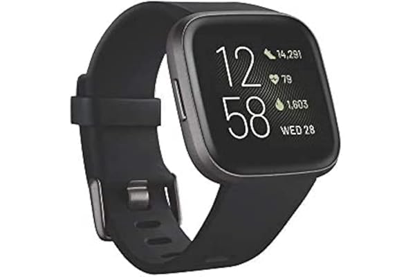 Fitbit FB507BKBK Versa 2 Health & Fitness Smartwatch with Heart Rate, Music, Alexa Built-in, Sleep & Swim Tracking, Black/Car