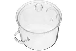 ANGOILY Brocca di latte brocca casseruola di vetro : 1900ml pentola di cottura in vetro con coperchio antiaderente pentola di zuppa padella per zuppa pasta noodle alimenti