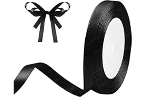 DEKOBANDER Ruban de Satin Noir 10mm x 23m Noir Ruban Cadeau Ruban de Satin pour L'emballage de Cadeaux, Bricolage, Couture, Décorations de Mariage, Décorations de Noël