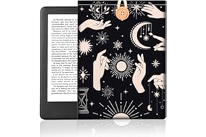 DOODLREAM Celestial Divination eBook Reader Sleeve for 6-7" e-Reader, Sun and Moon E-Reader Case with Button Closure, Waterproof Memory Fabric Double-Sided Printed E-Book Cover for Screen Protection