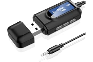WODGREAT Bluetooth USB Transmitter and Receiver 2-in-1, Bluetooth 5.0 Audio Adapter for TV with 3.5mm Jack Cable, Low Latency, Plug and Play, Handsfree Calling, Music Streaming for TV/PC Car Stereo System