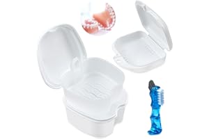 IRENWARL Dental Prothetic Box Set, Kieferorthopädische Retainer Prothetic Zähne Aufbewahrungskoffer, Prothetic Reinigungsset, Prothetic Halter Container, für Reisen (2-Fall, mit Bürste)