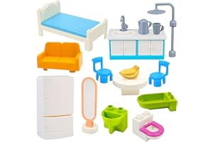 Mirthben Set d'Extension pour Grandes Briques, avec Lit, Canapé et Meubles - Compatible avec Toutes Les Briques Duplo - Construction Créative dès 3 Ans