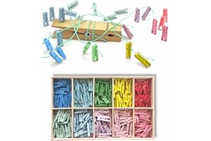 ANTEVIA MATÉRIAUX Antevia- set di 200 mini mollette in legno de 25 mm,con scatola portaoggetti, temp creativo (minipin L2)