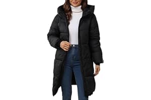 HOOUDO Winter Coats for Women UK Warm Long Padded Down Jacket Ladies Lightweight Windproof Quilted Puffer Coat Outdoor Hiking Parka Jackets Outwear with Hood
