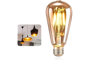 Ampoule LED vintage ASANMU E27 Vintage ST64 4 W Ampoule décorative rétro Edison 2500 K Ampoule ambre chaude pour éclairage et Noël Décoration pour café/bar