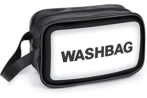 Sofore Trousse de Toilette Transparente Trousse de Toilette pour Voyage Sac de Transport de Voyage PVC Trousse de Toilette Organisateur Transport pour Femme, Affaires, Salle de Bain, Noir (Petit)