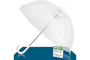ADRIANO PORCARO® - Parapluie automatique - Coupe-vent avec tige en bois - Entretoise à 12 branches en fibre - Grand, solide et résistant au vent - 115 cm de diamètre