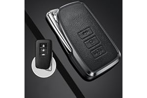 ontto Cover Guscio per Chiave Telecomando Auto Adatto per Lexus GS GX LX RC NX ES LS RX IS 200 250 300H 350 450H ES300H RX250T Coprichiave in Metallo Pelle Custodia Protezione con Portachiavi-Nero