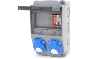 ELS ELEKTROTECHNIKA Splitter di corrente da cantiere 6NO 2 x 230 V + LS e FI cablato (2 x 230 V + 1 x LS C16 + misuratore di alimentazione MID)