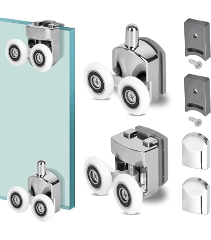 4 X SHOWER DOOR HOOKS Rollers/Wheels – L086 Replacement For 8mm Glass - View #3