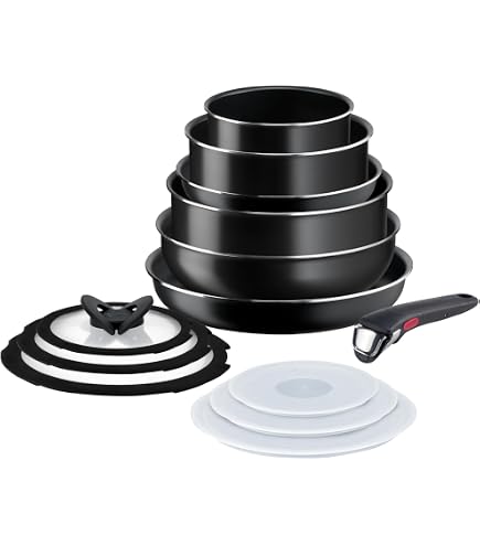 Tefal Ingenio Enjoy Set 5 Pezzi: 2 Padelle (22/28cm), 2 Casseruole (18/20cm) E Manico Estraibile - Antiaderente Induzione - 3
