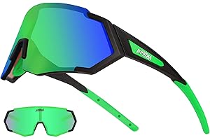 JEPOZRA Gafas de sol deportivas con UV400, 3 lentes intercambiables, incluye lente polarizada negra para actividades al aire libre, ciclismo, correr, escalada, conducción, correr, pesca, golf, unisex