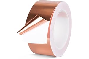 GUOSIYAO Cinta De Cobre Adhesiva Cinta De Lámina De Cobre 50mm x 25m Cinta Adhesiva De Cobre Blindaje EMI Cobre Lámina Cinta Para Repeler Caracoles Protección Eléctrica Soldadura Y Toma De Tierra (50mm x 25m)