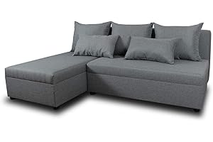 ‎SOFNET Ecksofa Pono mit Schlaffunktion - Couchgarnitur, Eckcouch, Sofa, Sofagarnitur, Bettsofa, L-Form Couch, Schlafsofa - Ottomane Universal (Grau (Sawana 21))