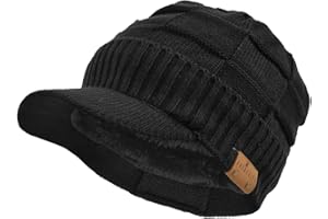 VECRY Hommes Bonnet Tricoté Visière Beanie Manchette Hiver Quotidien Newsboy Casquette