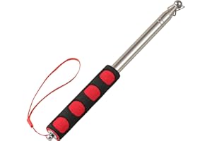 Qiuboluny Telescopic Handheld Flagpoles with Clips Portable Flag Pole Lightweight Extendable Tour Guide Stainless Steel Banner Flag Pole Pointer for Teachers with Anti-Slip Grip (2 red)