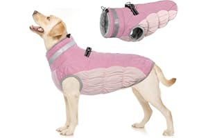PUMYPOREITY Abrigo para Perros de Invierno, Chaqueta Impermeable Perro Cálida Chaleco Traje Anti-Nieve Ropa de Invierno con Forro Polar & Reflectantes Tiras para Perros Pequeños Medianos y Grandes(Rosa, L)