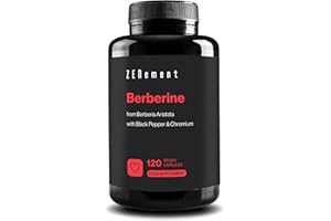 Berberyna, 120 kapsułek wegańskie | z Czarny Pieprz i Chromem | Najlepszy ekstrakt z Berberis aristata | Wegańskie, bez GMO, bezglutenowe | Zenement