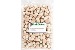 KORK-DEKO Bouchon avec poignée en Bois 19,5 mm | Bouchon en liège 100% Naturel | pour gin, spiritueux, huiles et jus | Liège Naturel du Portugal | Taille de la poignée 29 x 12 mm (Lot de 100)