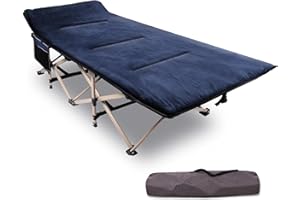 REDCAMP XXL Oversized Camp Bed for adults 500lbs with Cushion and Pillow,29.5" Extra Wide Heavy Duty Sturdy Folding Camping Bed Portable, Stronge Thicker Tubes Sleeping Cot Outdoor Travel Office