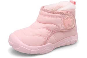 JIASUQI Boys Girls Winter Boots with Faux Fur Lined Toddler Fuzzy Snow Boots Kids Wide Toe Lightweight Winter Shoes for Indoor Outdoor