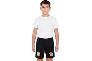 Icon Sports Unisex Children's Official Argentina Football Association Soccer Kids Shorts, 14sh-Black, Medium