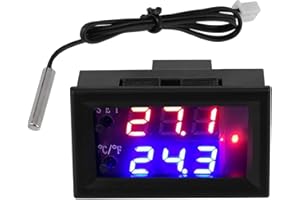 Honiwu Digitaler Mikrocomputer Thermostat, DC 12v Allzweck-Temperaturregler, Temperaturschalter mit NTC Wasserfester Sensor Sonde, für Temperaturregelschutz