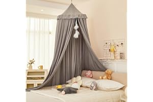 Dix-Rainbow Large Children Bed Canopy brownish gray Round Dome Girls Mosquito Net Kids Princess Play Tents Nursery Room Decoration for Baby