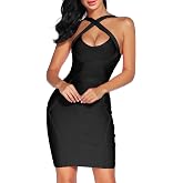 Madam Uniq Women's Rayon Bandage Dresses Bodycon Strap Mini Club Dress