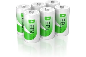 EBL C laddningsbara batterier 5000mAh industribatteri C batterier, 6 stycken Ni-MH C celler