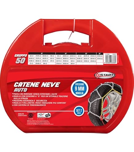 Catene Da Neve SMC Omologate Ö-Norm TÜV 9mm - Compatibili Con Pneumatici 165/60 R15, Sicurezza Invernale Garantita