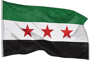 PHENO FLAGS Syrien Flagge - Syrienfahne 90 x 150 cm mit Messing-Ösen - Strapazierfähige Fahne für Fahnenmast - 100% Polyester - علم سوريا