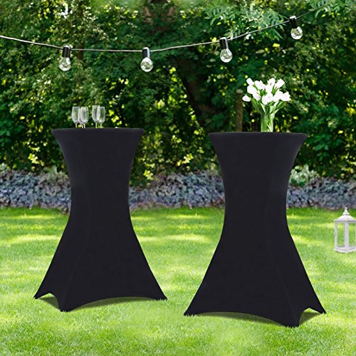 spécification IDMarket - Lot de 2 Tables Hautes 105 cm Pliantes + 2 Housses Noires