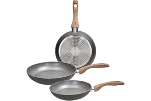 Tognana Great Stone, Set 3 Padelle 20/24/28 cm, Alluminio, Grigio