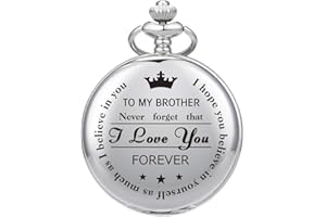 SIBOSUN Engraved Pocket Watch -Never Forget That, I Love You, Forever-from Brother/Sister to Brother Gift, Vintage Classical Quartz Pocket Watch with Chain to Men
