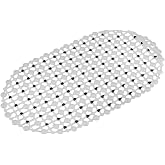 Efe Mark Eko Serisi Banyo - K&uuml;vet İ&ccedil;i Kaydırmaz Vantuzlu Oluklu Oval Paspas 63 x 34 cm, Siyah