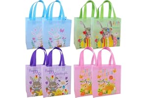 HUTURE 8 sztuk torebek wielkanocnych na smakołyki, nietkane, torebki z włókniny, torebki z włókniny, torebki na słodycze, torebki wielkanocne do napełniania, torebki na prezenty dla dzieci, na imprezę, do dekoracji stołu, pakowania prezentów, kolorowy, m