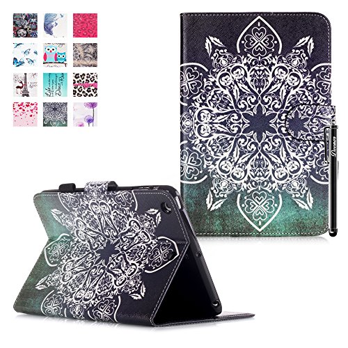 iPad Mini 3 Hülle, Deenor Colorful Painting and Stylish Drawing Wallet Case Book Style PU Leder Flip Protective Stand Flip Schutzhülle Hülle für Apple iPad Mini 1/2/3 Generation. (Retro pattern)