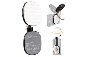 K&F CONCEPT Magnetic Selfie Light with Mirror, 900 mAh Mobile Phone Ring Light Compatible with iPhone Magsafe/Android, 360° LED Selfie Ring Fill Light for Selfies/Make-Up/Photography, 673lux, Black
