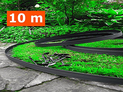 10 Meter - flexible Kunststoff   Rasenkanten   mit 60 Securing   Anker gratis - Flexible Garteneinfassung , Flexible Rasenkanten ,   Kunststoff-Garteneinfassung ,   Flexible Garten Rasen,   Garten-Ideen,   Garten Entwurf. (10, Schwarz)