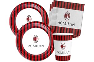 Isola Party Kit festa di compleanno Milan eco-friendly (8 piatti, 8 bicchieri, 20 tovaglioli)