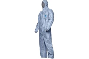 DuPont Tyvek 500 Xpert Vêtement de Protection Chimique, à Capuche, Catégorie III, Type 5-B et 6-B Robuste et Légère Bleu Taille XL