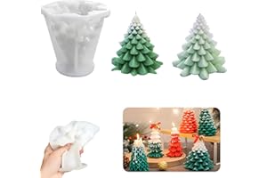 VULEVIRTUE Moule Silicone Bougie,Moules À Bougies De Noël 3D Moule Bougie Silicone Moule En Silicone 3D Sapin De Noël Bougie À 3D Moules À Bougie Faits À La Main Pour Bougie Parfumée, Savon, Travaux Manuels