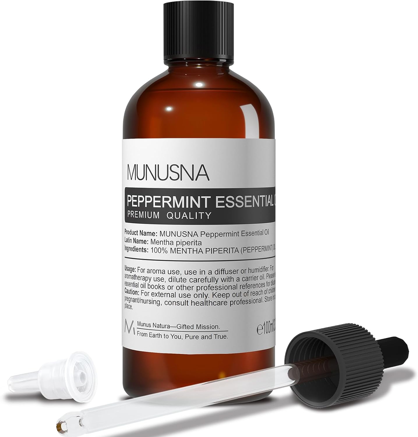 MUNUSNA Peppermint Essential Oil 100ml, 100% Pure Peppermint Oil for Aromatherapy, Mint Fragrance Oil for Home for Diffusers, Candle and Soap Making