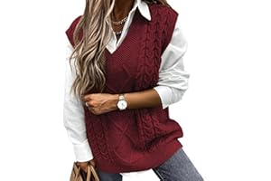 Voqeen Maglione Senza Gilet in Maglia da Donna Maniche Lavorato a Maglia Scollo a V Elegante Maglia Classico Gilet Maglioni Lungo Maglieria Autunno Inverno Pullover Smanicato