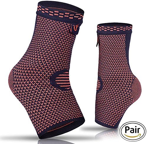 Upfist Ankle Brace Compression Sleeves for Joint Pain, Heel Spurs, Achilles tendon, Plantar Fasciitis, Foot Socks with Arch Support for Injury Recovery Swelling Relief Pair