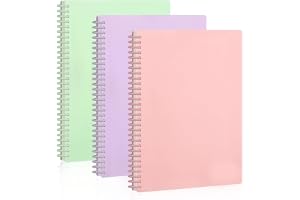 flintronic 3-pack A4 anteckningsbok, pärmlinjerad anteckningsbok, påfyllningsbar anteckningsbok, pastell college linjerade anteckningsböcker med 9 mm linjeavstånd, 60 ark/120 sidor, 70 gsm, trådbundna