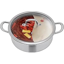Hot Pot Con Divisore Da 32 Cm - Pentola Shabu Doppia, 4L, Acciaio Inox, Per Fondue E Zuppe - Foto 8