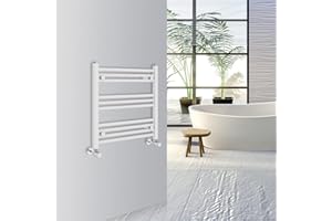 WarmeHaus Toallero calefactor para baño recto, calefacción central, 600 x 600 mm, color blanco